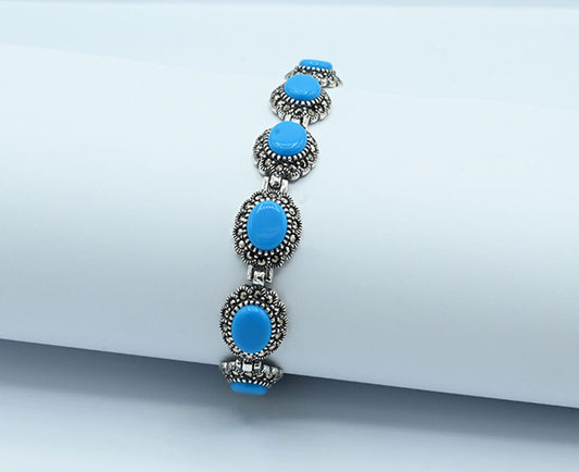 Turkish style Blue Stone Silver Bracelet