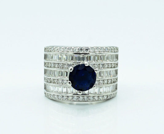 Black Stone & Zircon Ring