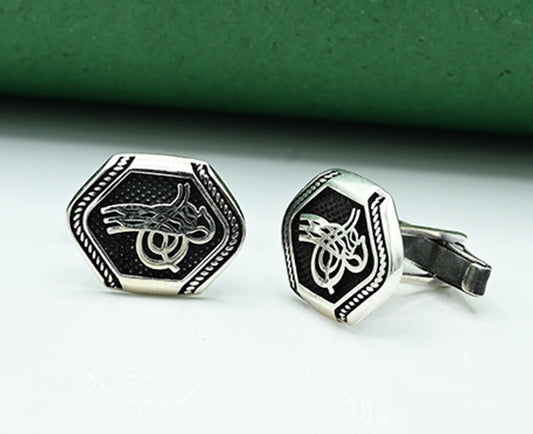 Turkish style Antique Rhodium-Plated Cufflinks
