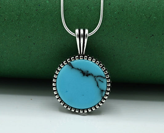Turquoise Rhodium-Plated Pendant