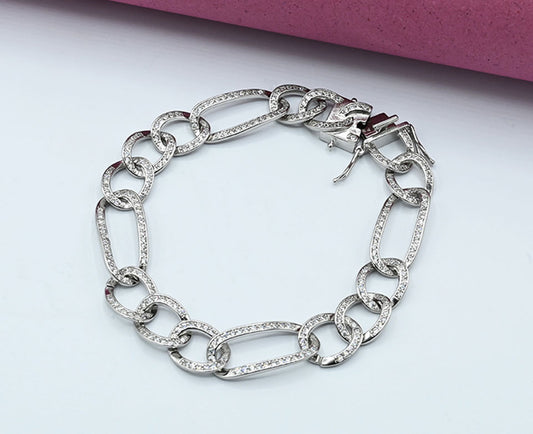 Sterling 925 Rhodium-Plated Zircon Bracelet