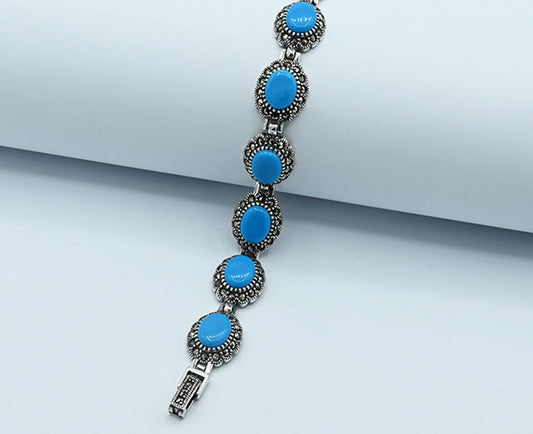 Turkish style Blue Stone Silver Bracelet