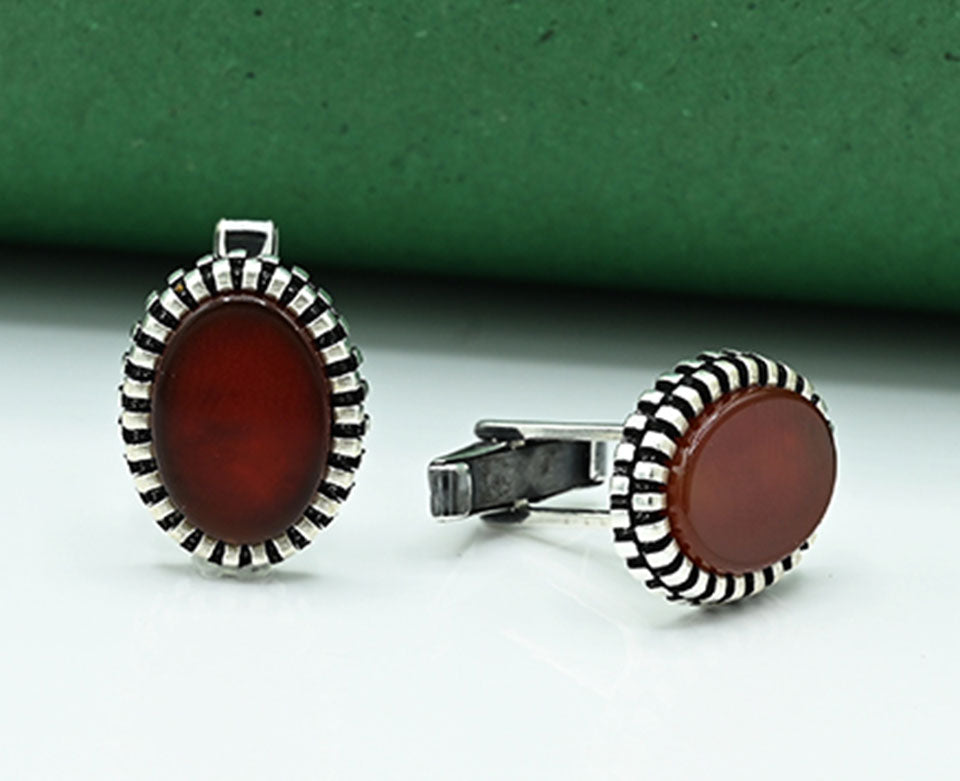 Carnelian Antique Oval Cufflinks