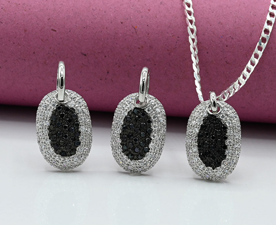 Two-Toned Black & Silver Pendant