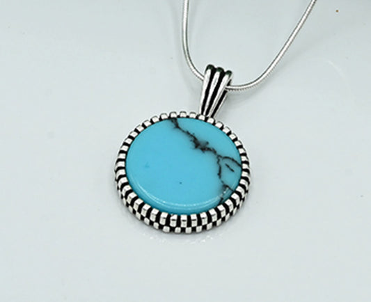Turquoise Rhodium-Plated Pendant