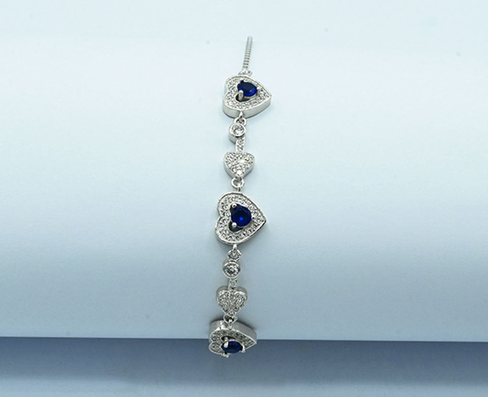 925 Silver Rhodium-Plated Black Stone Bracelet