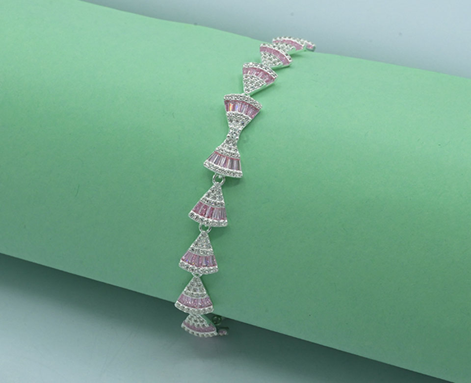 925 Silver Rhodium-Plated Garnet Stone Bracelet