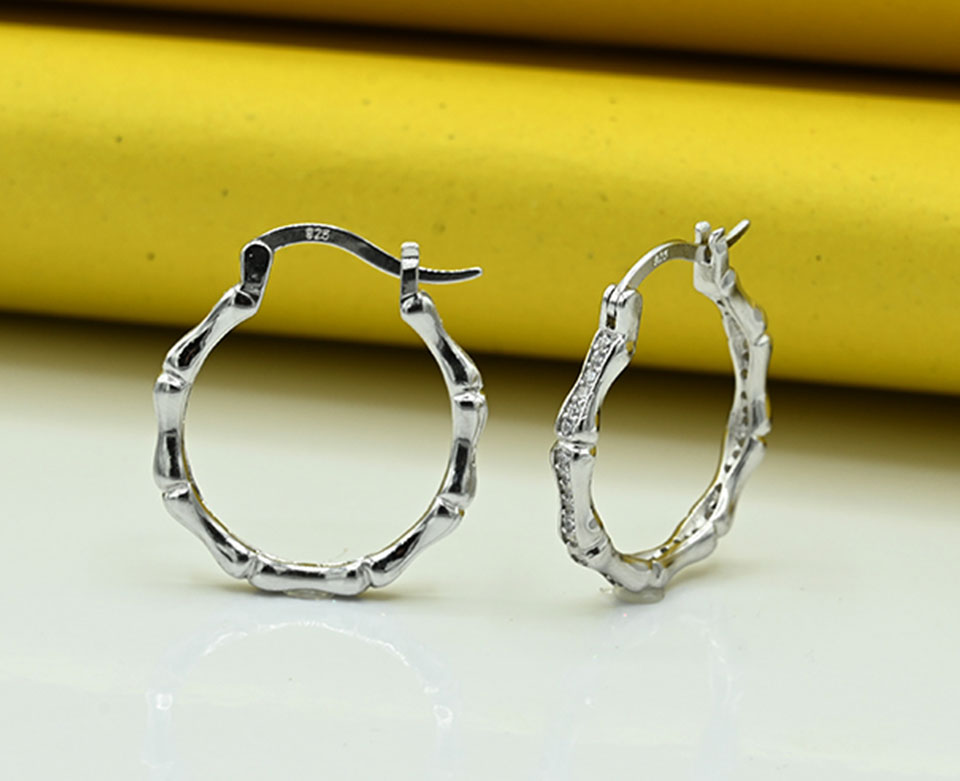 Ear rings Sterling silver 925 earrings for ladies Studded with zircons Rhodium plated