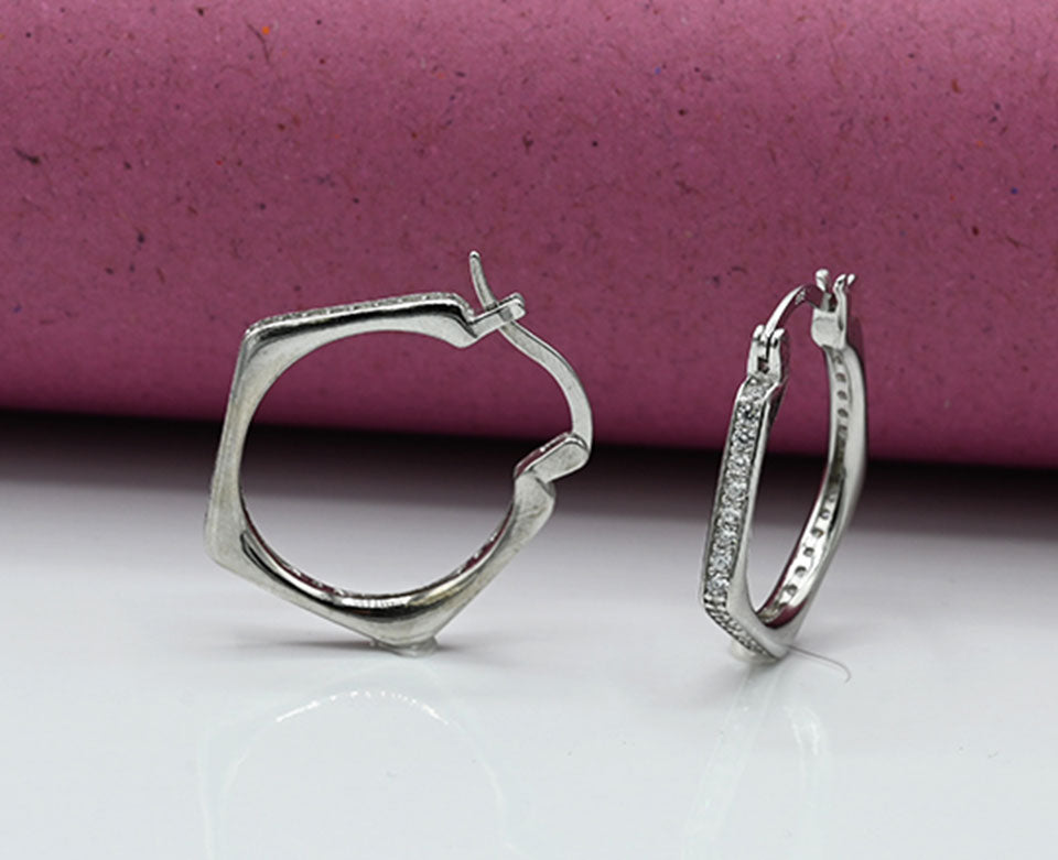 Ear rings Sterling silver 925 earrings for ladies Studded with zircons Rhodium plated