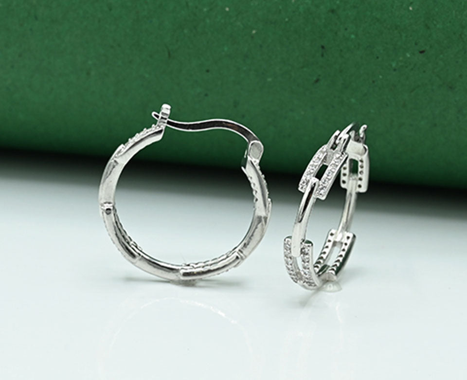 Ear rings Sterling silver 925 earrings for ladies Studded with zircons Rhodium plated