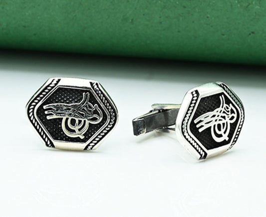 Turkish style Antique Rhodium-Plated Cufflinks