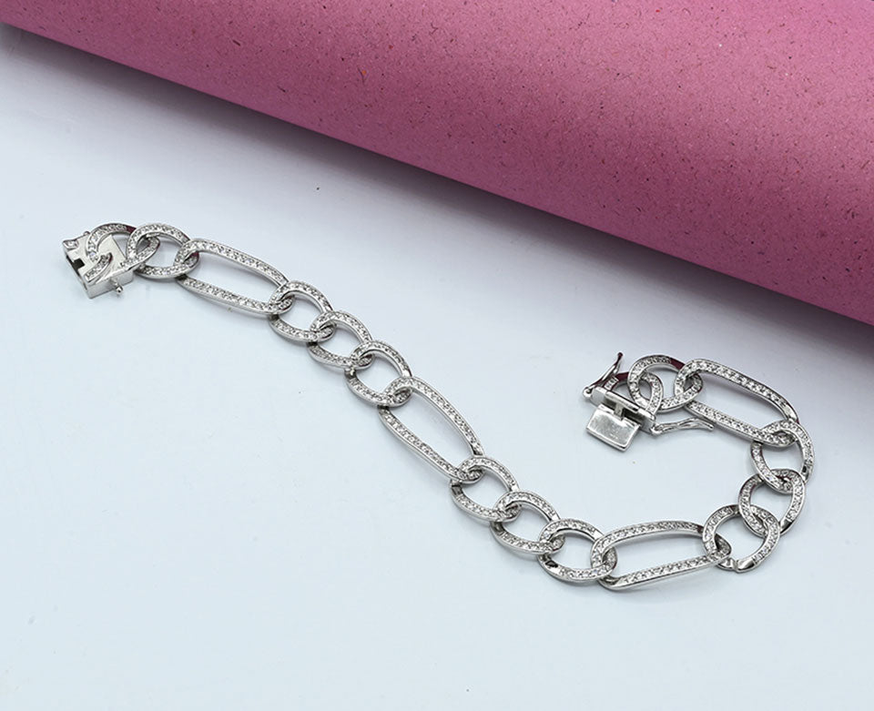 Sterling 925 Rhodium-Plated Zircon Bracelet