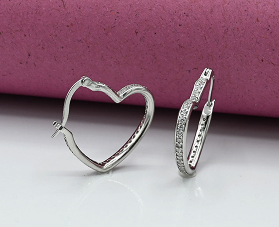 Heart-Shaped Zirconia Earrings