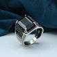 Turkish style Gents ring Silver 925 Rhodium plated Studded with Black zirconia Stones
