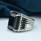 Turkish style Gents ring Silver 925 Rhodium plated Studded with Black zirconia Stones