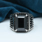 Turkish style Gents ring Silver 925 Rhodium plated Studded with Black zirconia Stones