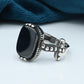 Gents Zulfiqar Ring  Silver 925  Studded With Fine quality Black Zirconia