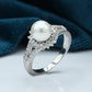Ladies Pearl Ring Silver 925 Studded with fine quality Zirconia stone and Pearl Rhodium plated