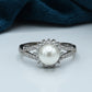 Ladies Pearl Ring Silver 925 Studded with fine quality Zirconia stone and Pearl Rhodium plated