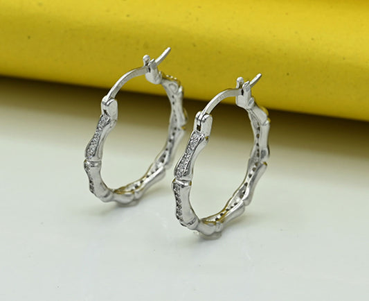 Ear rings Sterling silver 925 earrings for ladies Studded with zircons Rhodium plated