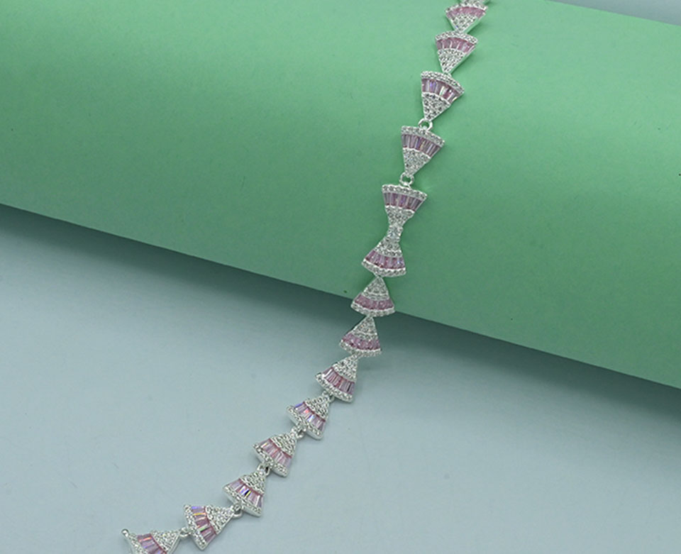 925 Silver Rhodium-Plated Garnet Stone Bracelet