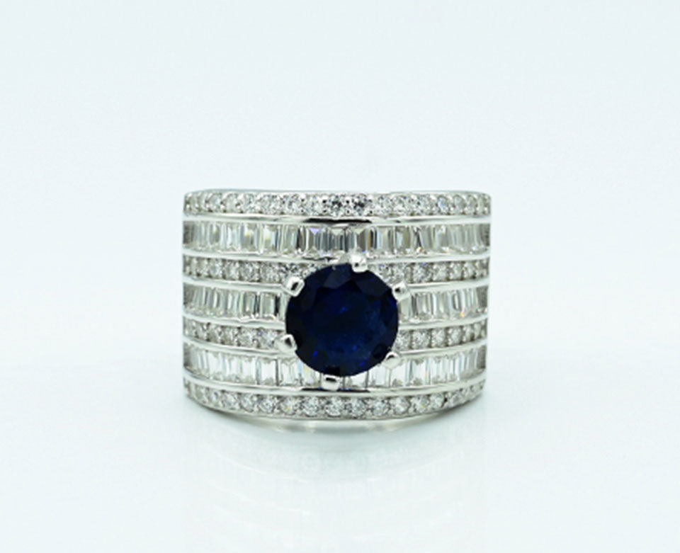 Black Stone & Zircon Ring