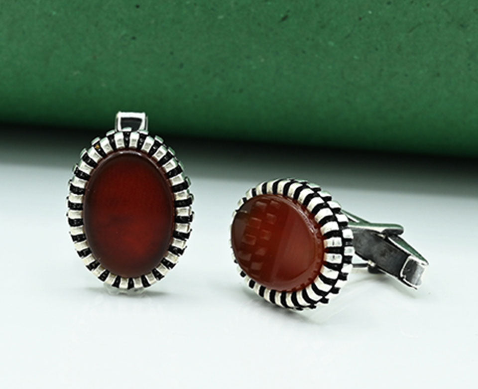 Carnelian Antique Oval Cufflinks