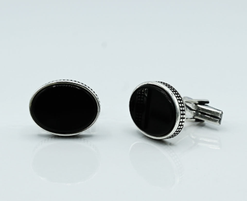 Polished Black Stone Cufflinks