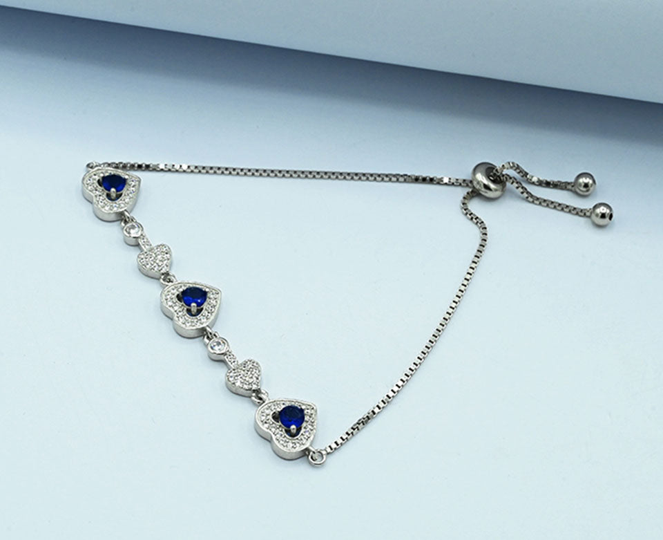 925 Silver Rhodium-Plated Black Stone Bracelet