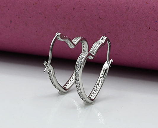 Heart-Shaped Zirconia Earrings