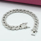 Sterling 925 Rhodium-Plated Cuban Link Zircon Bracelet