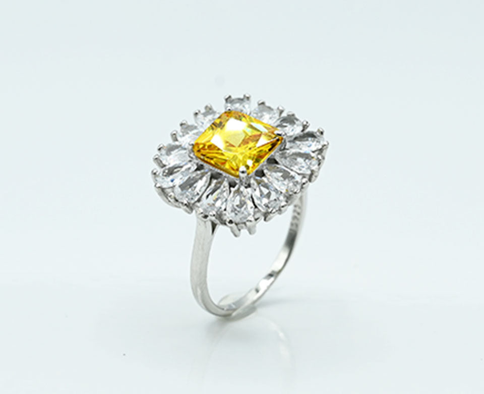 Ruby-Colored & Zircon Ring