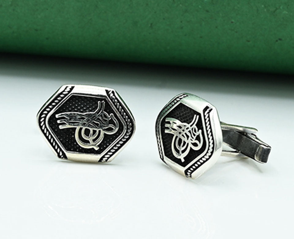 Turkish style Antique Rhodium-Plated Cufflinks