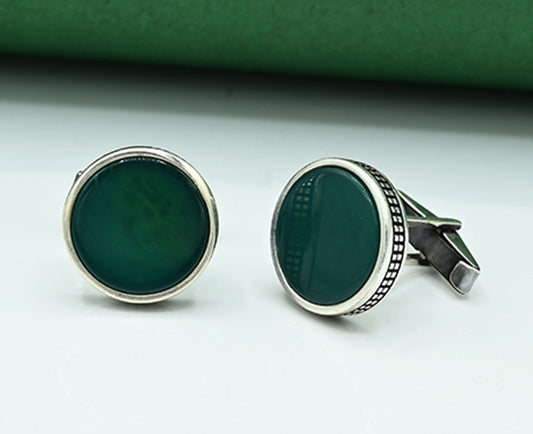 Oval Aventurine Antique Cufflinks