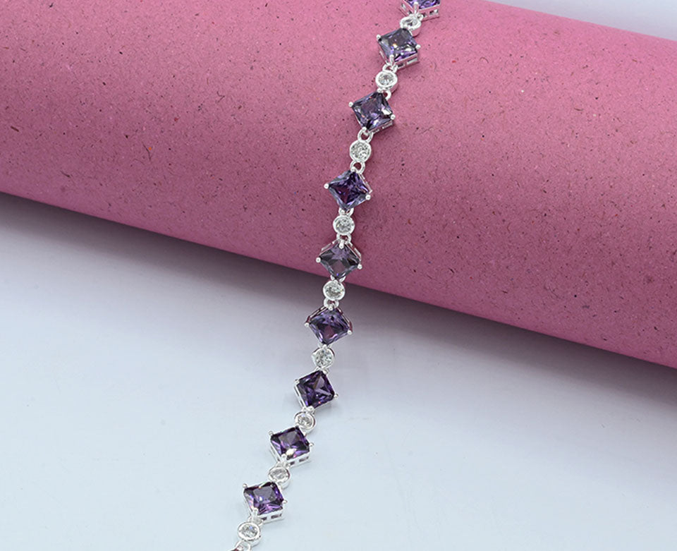 Turkish 925 Silver Colored Stone Bracelet