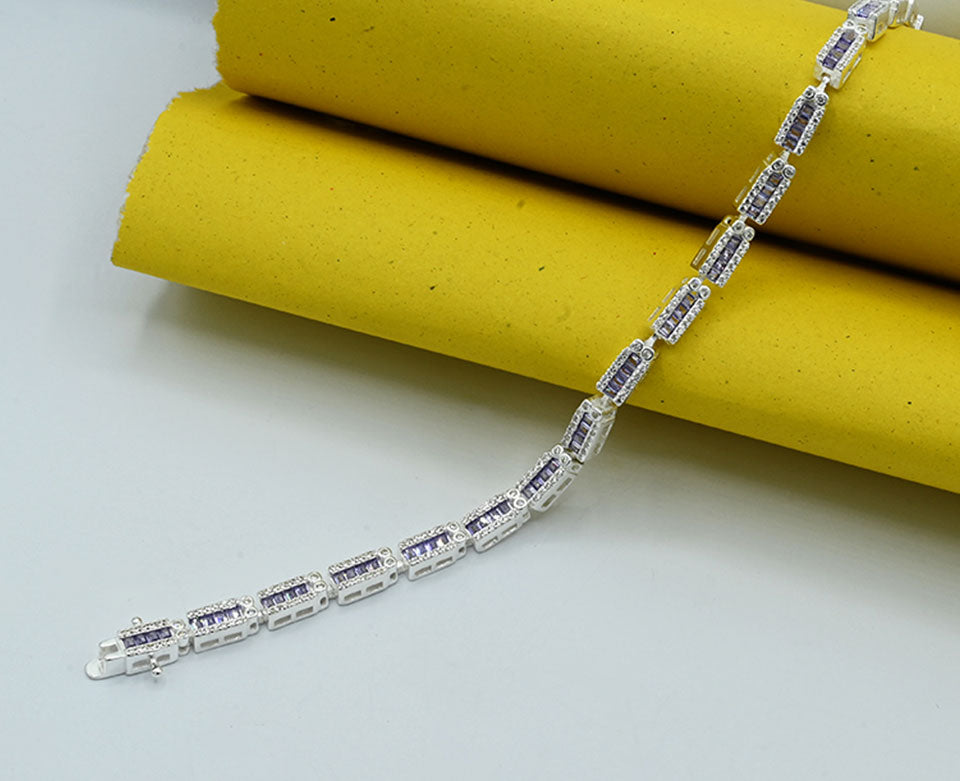 Sterling 925 Rhodium-Plated Zircon Bracelet