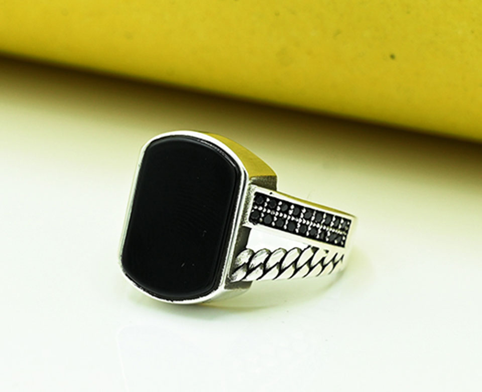 Black Stone Turkish style Gents Ring
