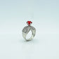Ladies ring Silver 925 ladies ring  Rhodium plated Studded with zircons and spinel ruby in the Centr