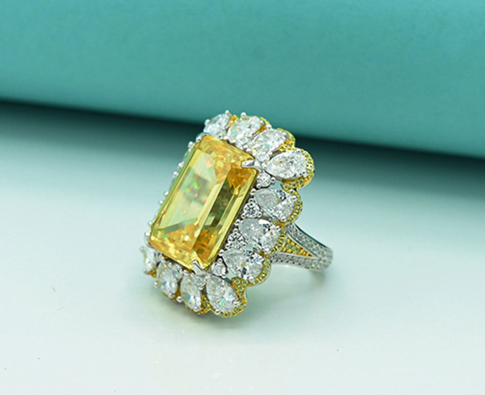 Ladies ring  Silver 925 ladies ring  Studded with fine quality zirconia  Hand fitted topaz	 Rhodium plated