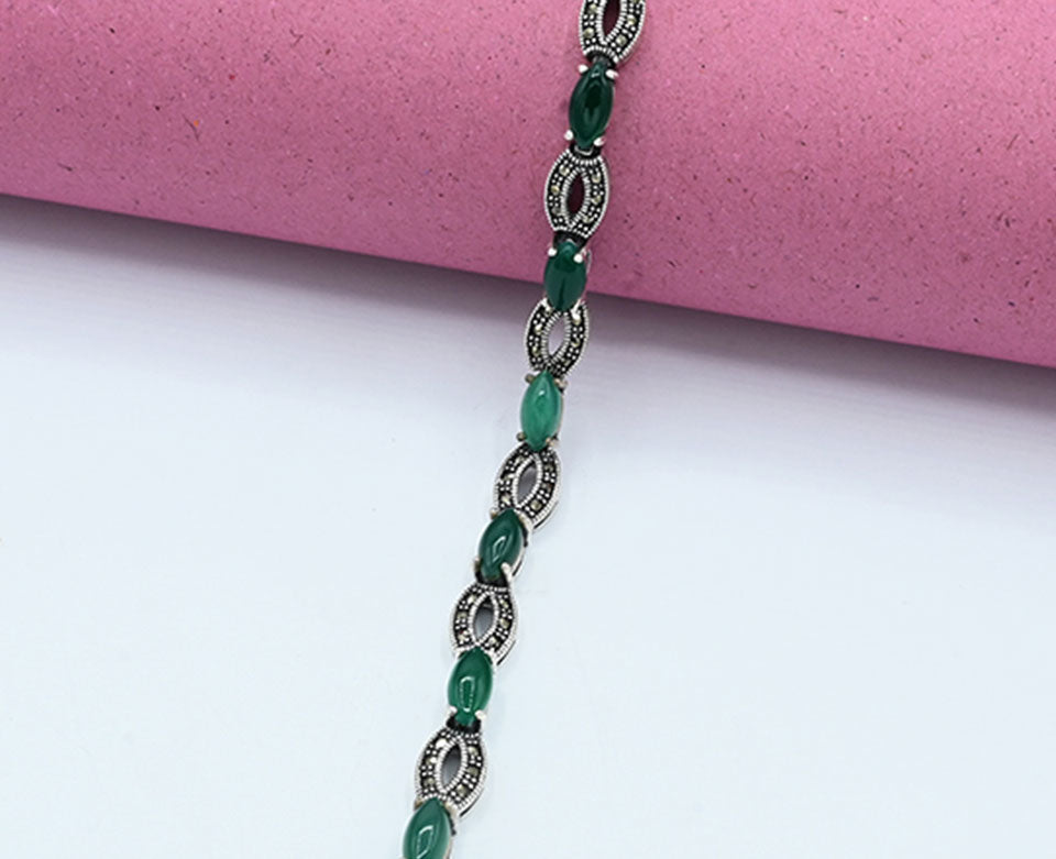 Turkish 925 Silver Multi-Colored Stone Bracelet