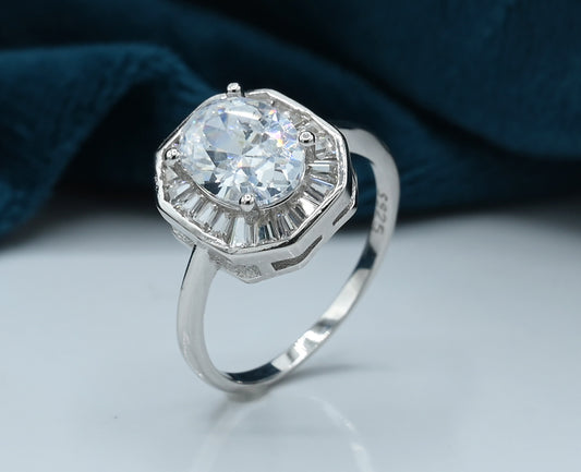 Ladies Ring Silver 925 Studded with fine quality Zirconia stone Rhodium plated