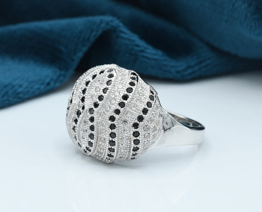 Ladies Ring Silver 925 Rhodium plated Studded with Zirconia
