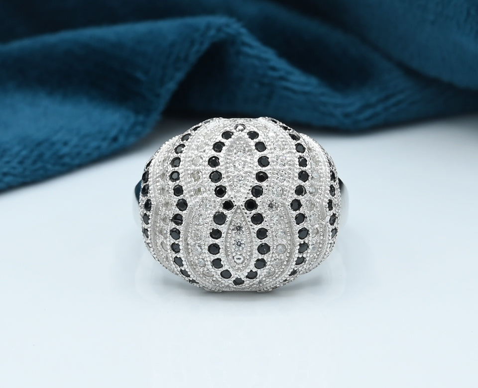 Ladies Ring Silver 925 Rhodium plated Studded with Zirconia