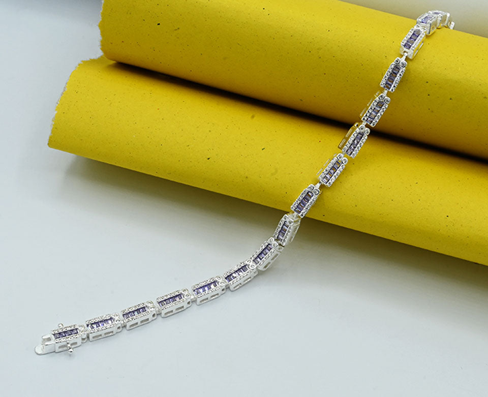 Sterling 925 Rhodium-Plated Zircon Bracelet