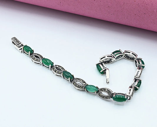 Turkish 925 Silver Multi-Colored Stone Bracelet