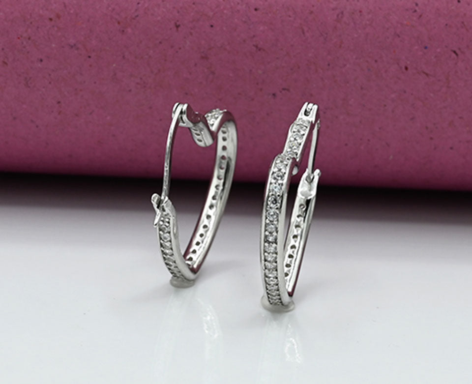 Heart-Shaped Zirconia Earrings