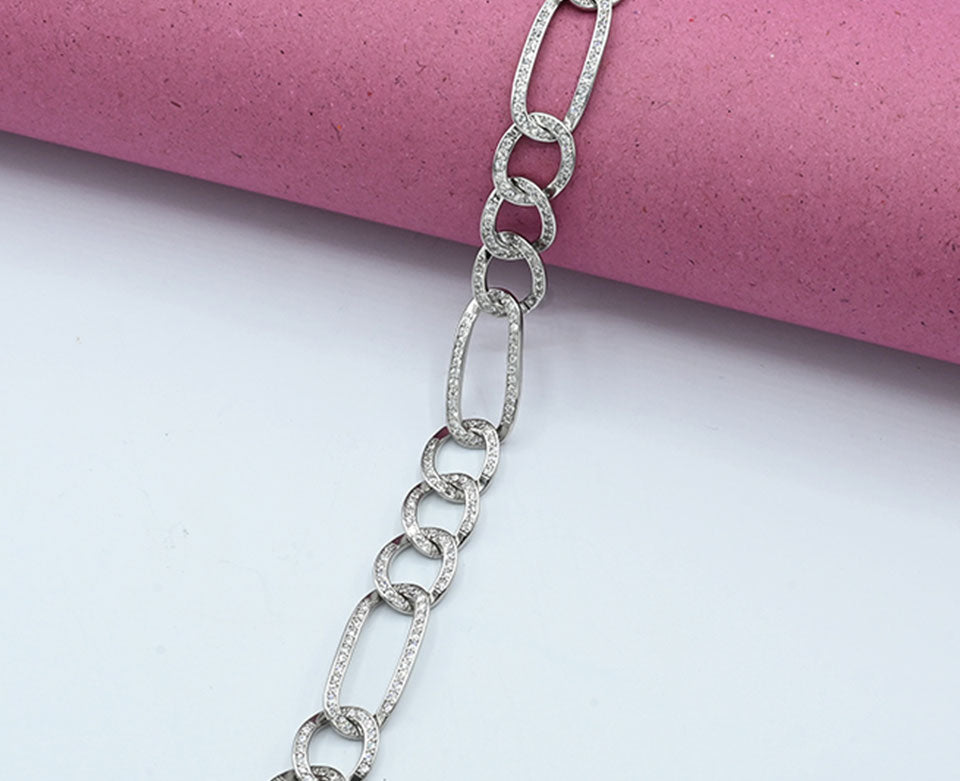 Sterling 925 Rhodium-Plated Zircon Bracelet