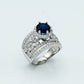 Blue Sapphire & Zircon Ring