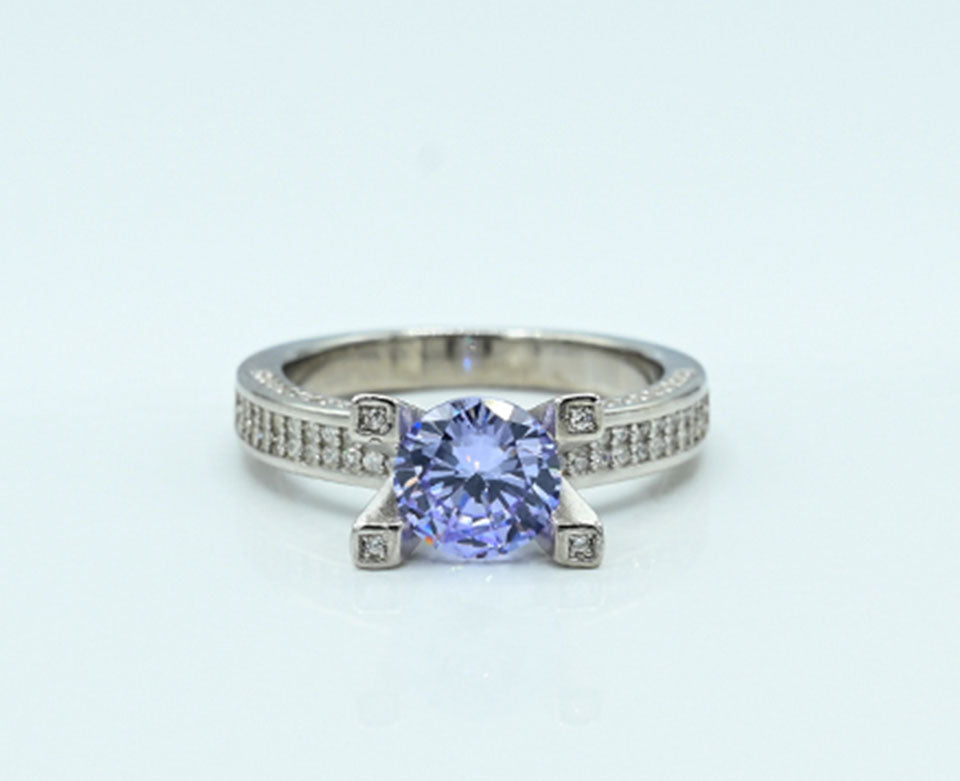 Aquamarine Elegant & Zircon Ring