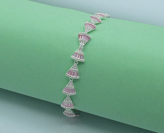 925 Silver Rhodium-Plated Garnet Stone Bracelet